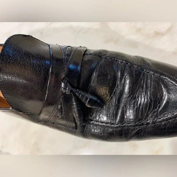 Vintage Black Leather Tassel Slip On Loafers Dress Shoes Sz 9.5 - Picture 5 of 7